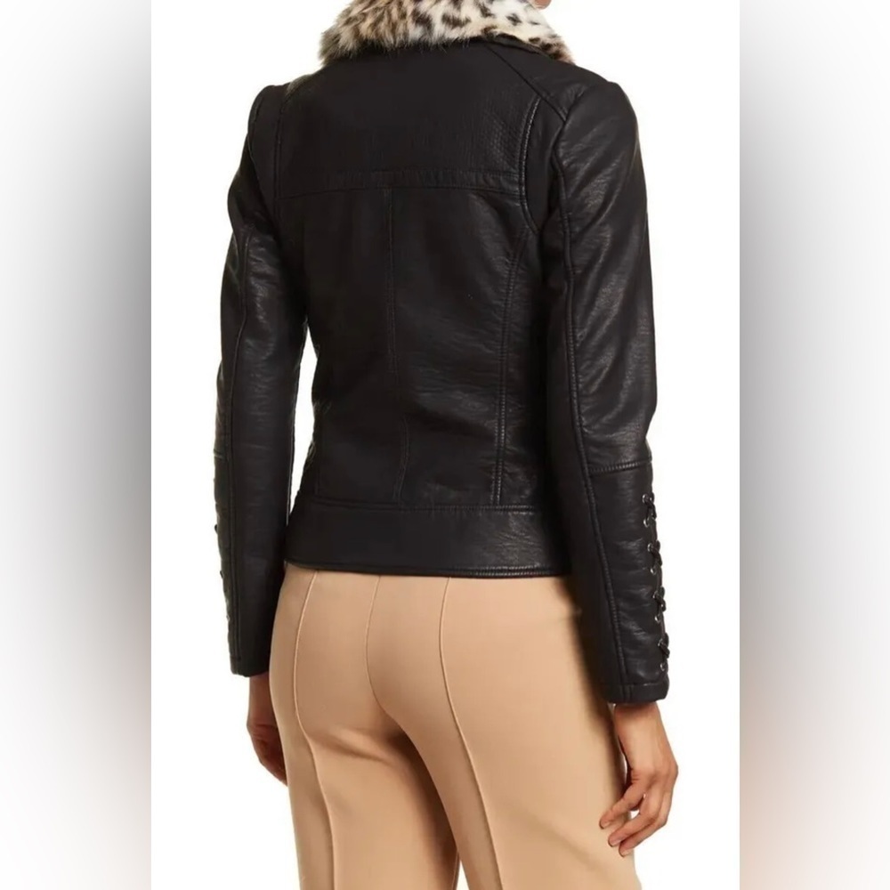 GUESS
Women's Faux-Fur Collar Asymmetrical Zip Moto Coat Sz S - Picture 5 of 5